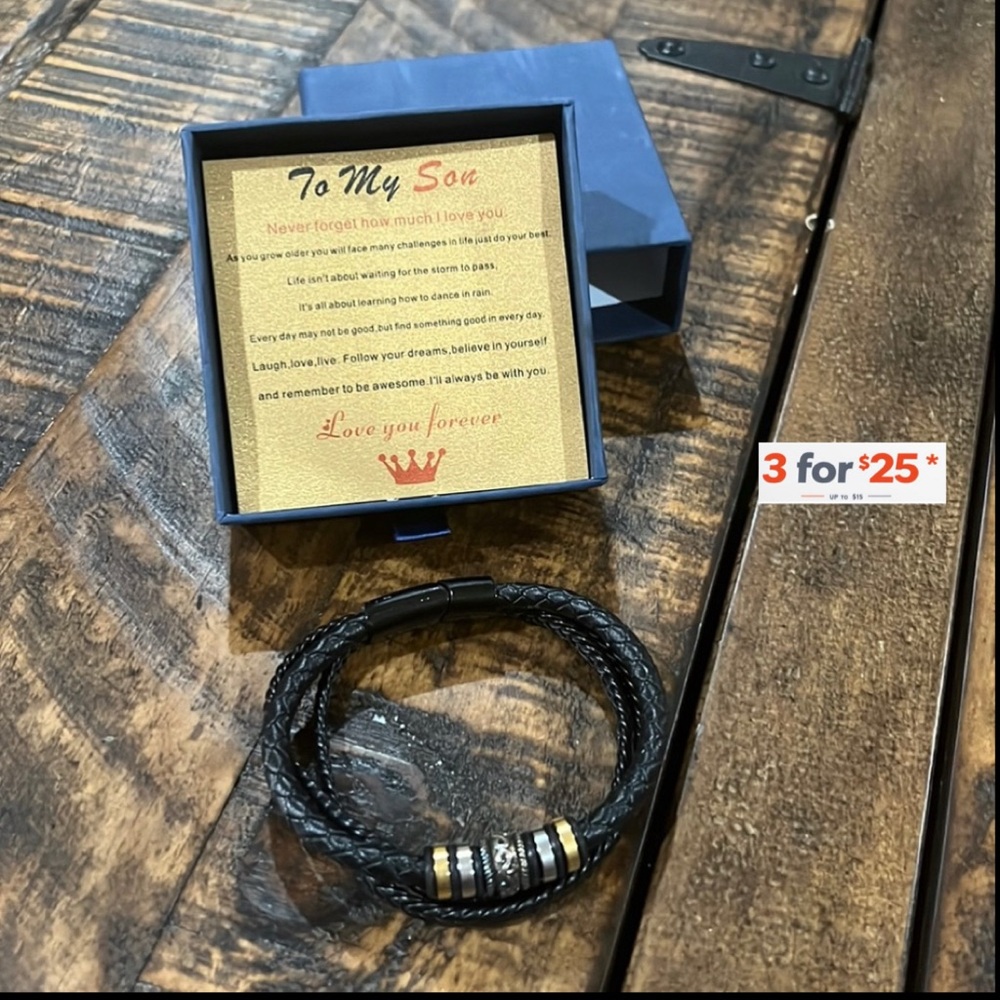 To my son Leather wrap Bracelet love you forever clasp
